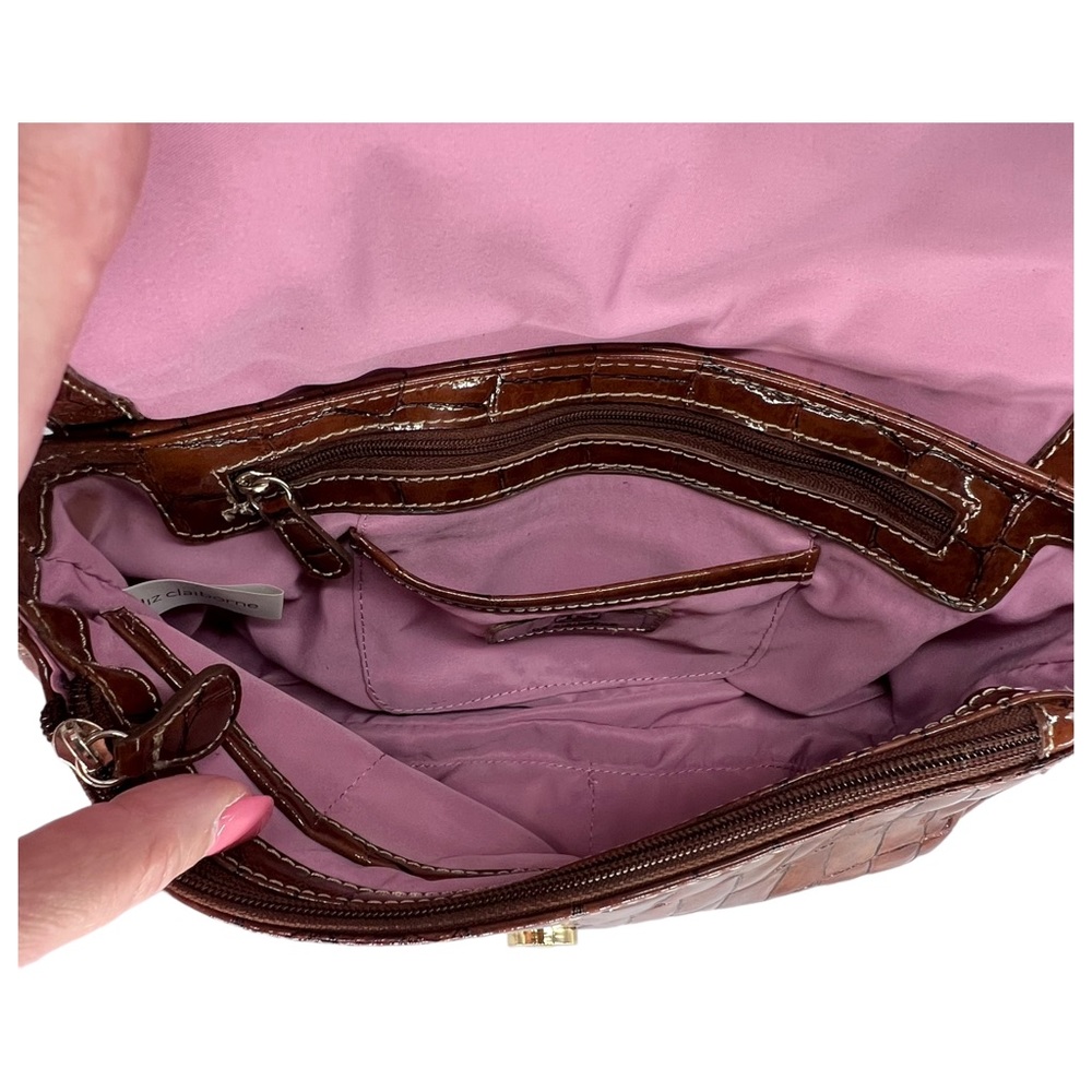 Liz Claiborne Dark Brown Faux Alligator Handbag Shoulder Bag - Picture 11 of 16